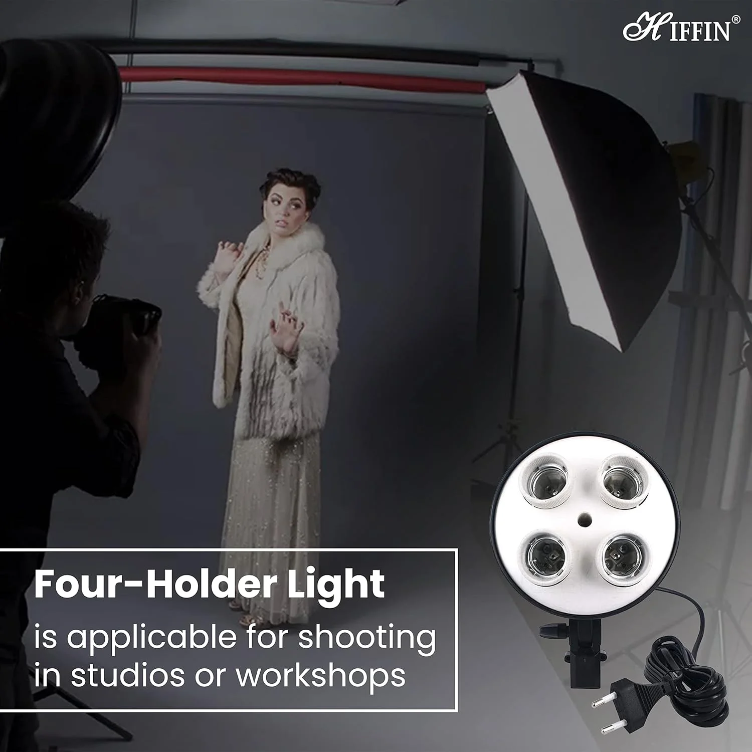 آداپتور هولدر لامپ 4 در 1 E27 استودیوی عکس برای سافت باکس استودیوی عکس و فیلم - مشکی