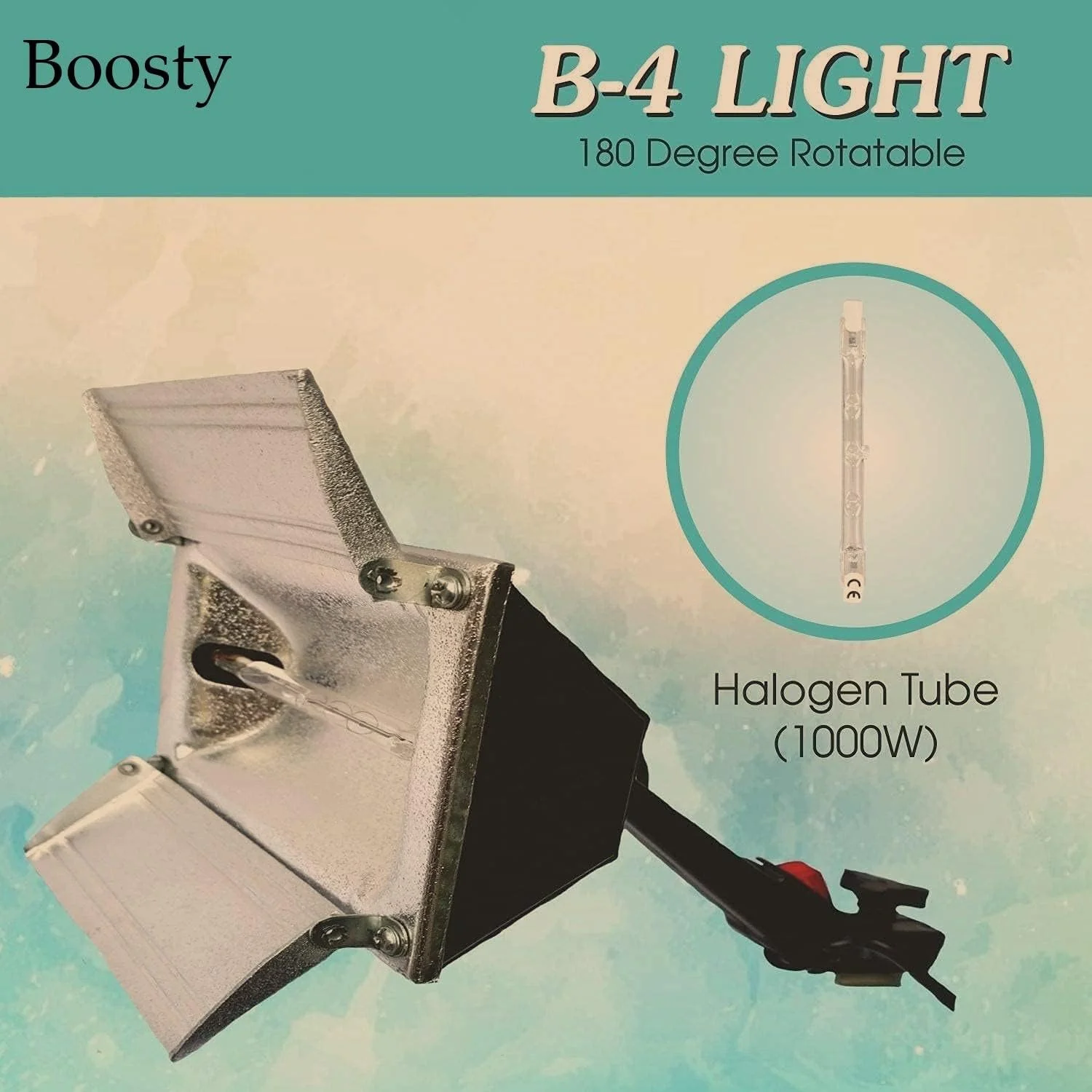 چراغ ویدئویی مداوم Boosty® B4 با چراغ کار هالوژنی 1000 واتی با بازتابنده قابل تنظیم - نورافکن قابل حمل سنگین برای عکاسی، کارگاه و استفاده در محل کار