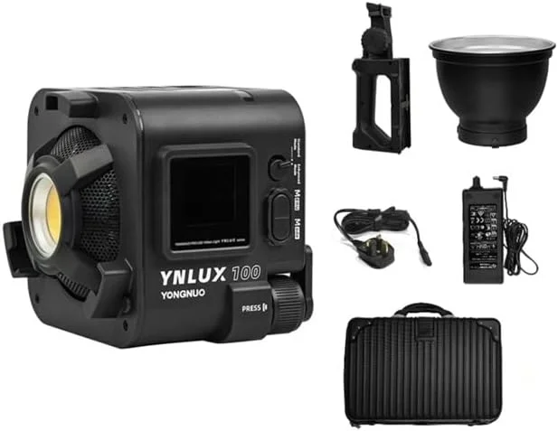 نور ویدئویی ال ای دی 100 وات دو رنگ YNLUX100 با دمای رنگ 3200-5600 کلوین، چراغ قابل حمل مناسب فضای باز، نور پرکننده مدل VS COD 60B 60X (کیت 3200K-5600K EU)