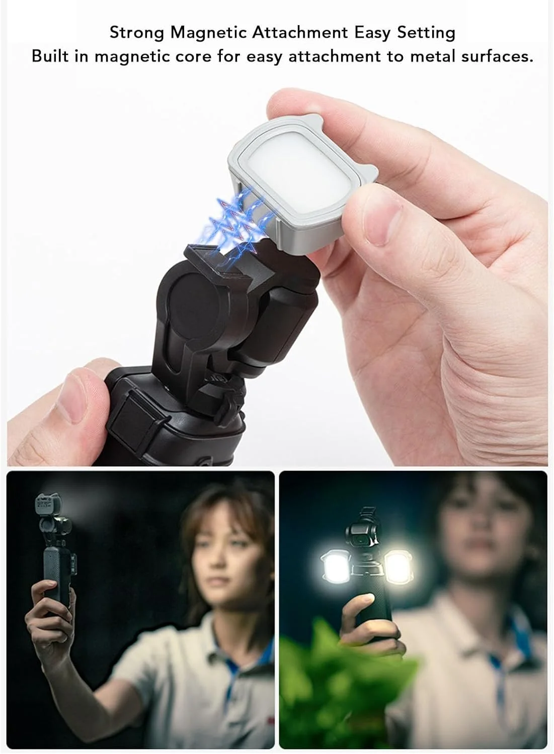 نور پرکننده برای دوربین اکشن، 3 روشنایی 3 دمای رنگ قابل تنظیم نورپردازی مغناطیسی عکاسی برای لوازم جانبی قفس دوربین اکشن، نور ولاگینگ قابل شارژ برای