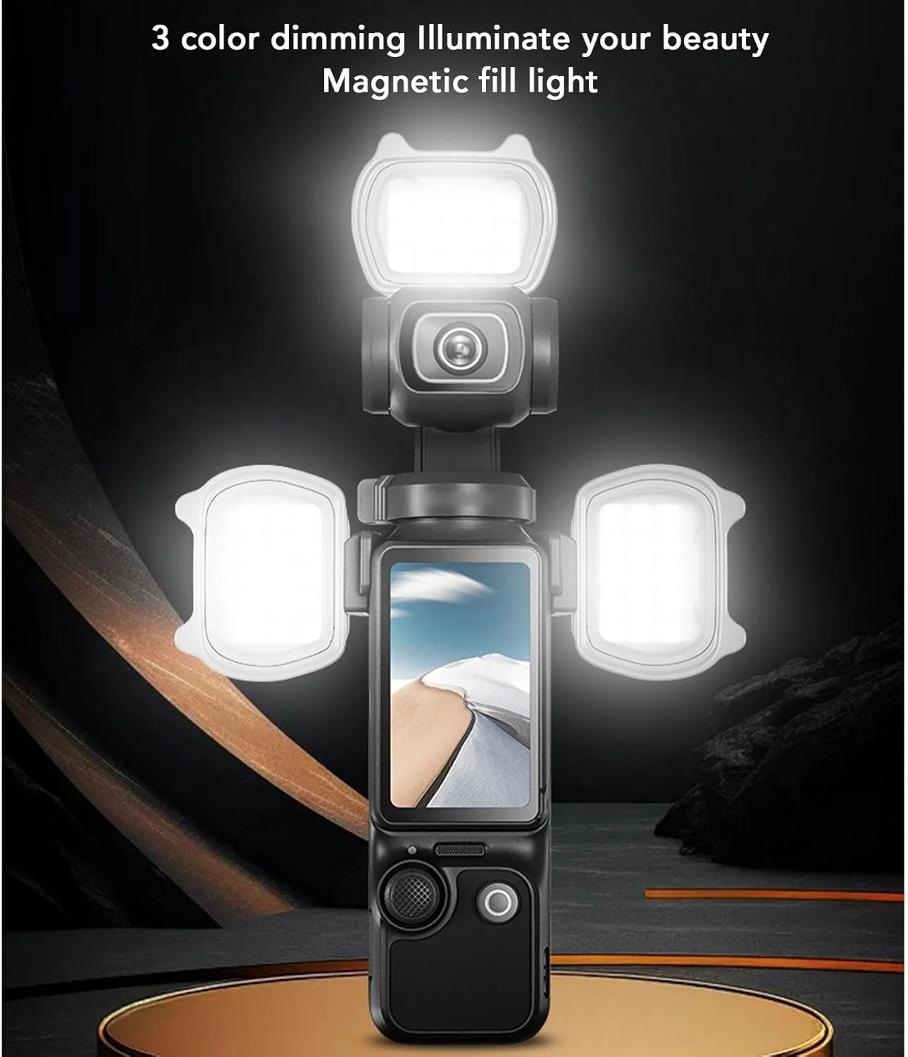 نور پرکننده برای دوربین اکشن، 3 روشنایی 3 دمای رنگ قابل تنظیم نورپردازی مغناطیسی عکاسی برای لوازم جانبی قفس دوربین اکشن، نور ولاگینگ قابل شارژ برای