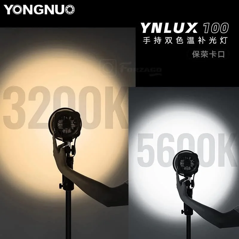 نور ویدئویی ال ای دی 100 وات دو رنگ YNLUX100 با دمای رنگ 3200-5600 کلوین، چراغ قابل حمل مناسب فضای باز، نور پرکننده مدل VS COD 60B 60X (کیت 3200K-5600K EU)