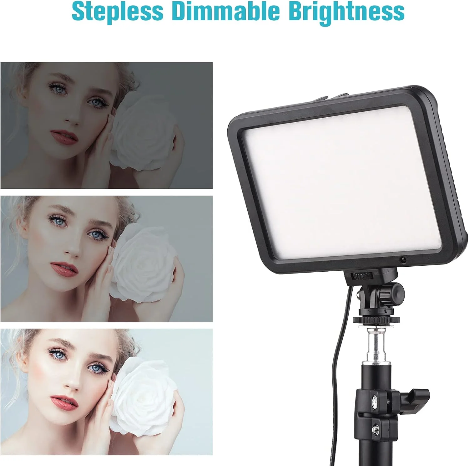 کیت نور ویدئویی 22 وات، نور پرکننده عکاسی با پایه گیره C، دارای 216 عدد مهره لامپ، دمای دو رنگ 3200-5500K، روشنایی قابل تنظیم، سر توپی، کنترل از راه دور برای بازی، ضبط ویدئو