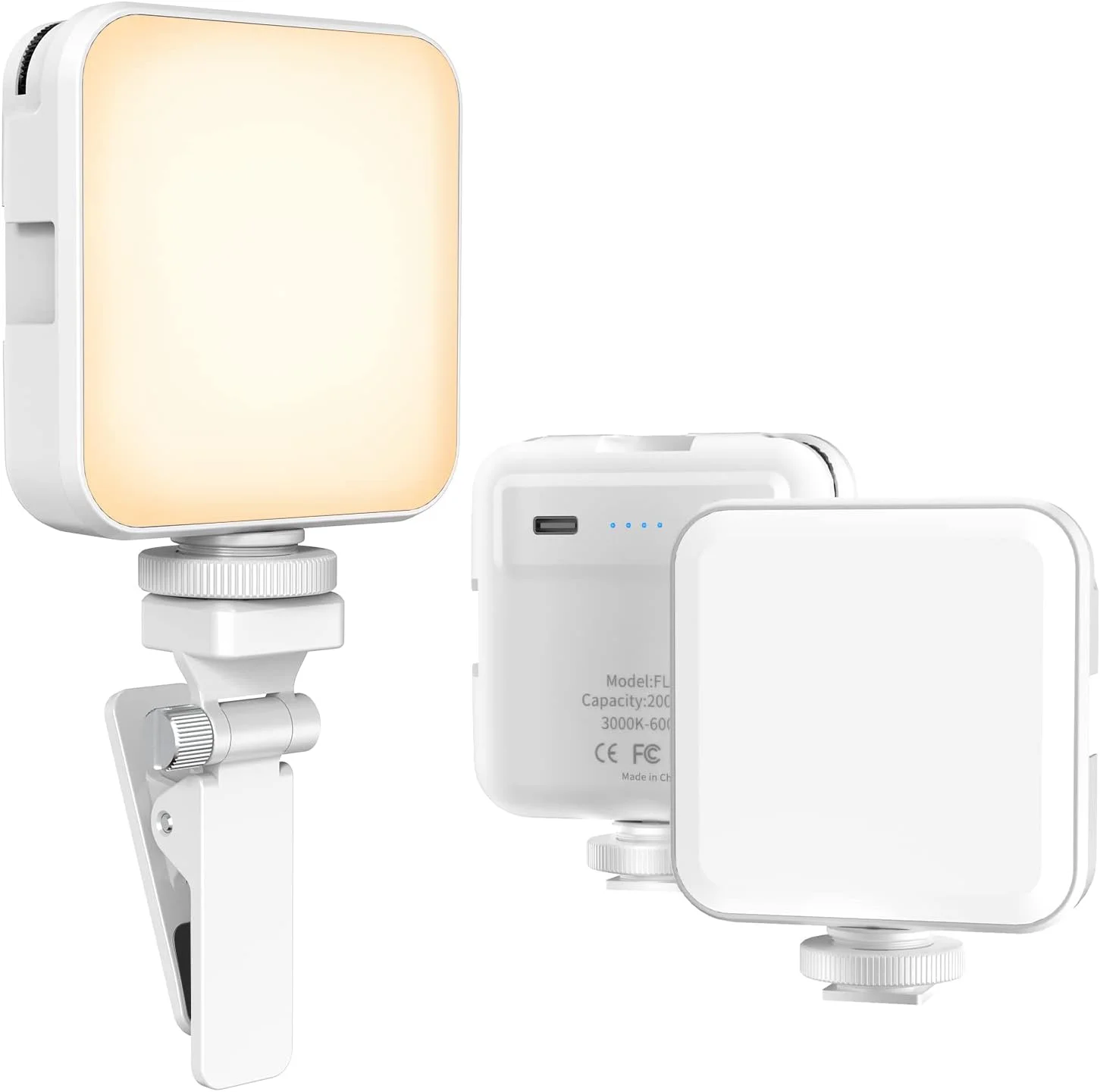 نور ویدئویی LED، نور کامپیوتر برای جلسات ویدئویی، 100 مهره LED با گیره، 3 کفشک سرد دیمر دار، نور کنفرانس ویدئویی قابل شارژ، سازگار با سه پایه سلفی استیک دوربین تلفن همراه (سفید) نور ویدئویی LED، نور کامپیوتر برای جلسات ویدئویی، 100 مهره LED با گیره، 3 کفشک سرد دیمر دار، نور کنفرانس ویدئویی قابل شارژ، سازگار با سه پایه سلفی استیک دوربین تلفن همراه (سفید)