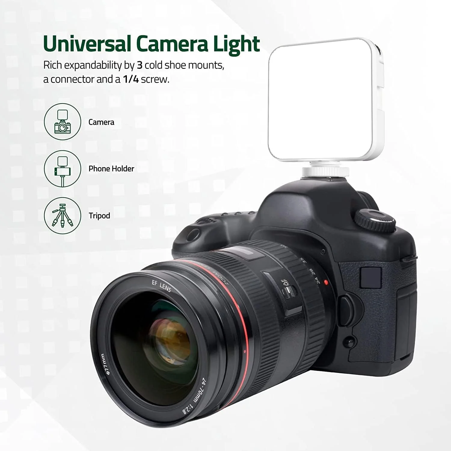 نور ویدئویی LED، نور کامپیوتر برای جلسات ویدئویی، 100 مهره LED با گیره، 3 کفشک سرد دیمر دار، نور کنفرانس ویدئویی قابل شارژ، سازگار با سه پایه سلفی استیک دوربین تلفن همراه (سفید)