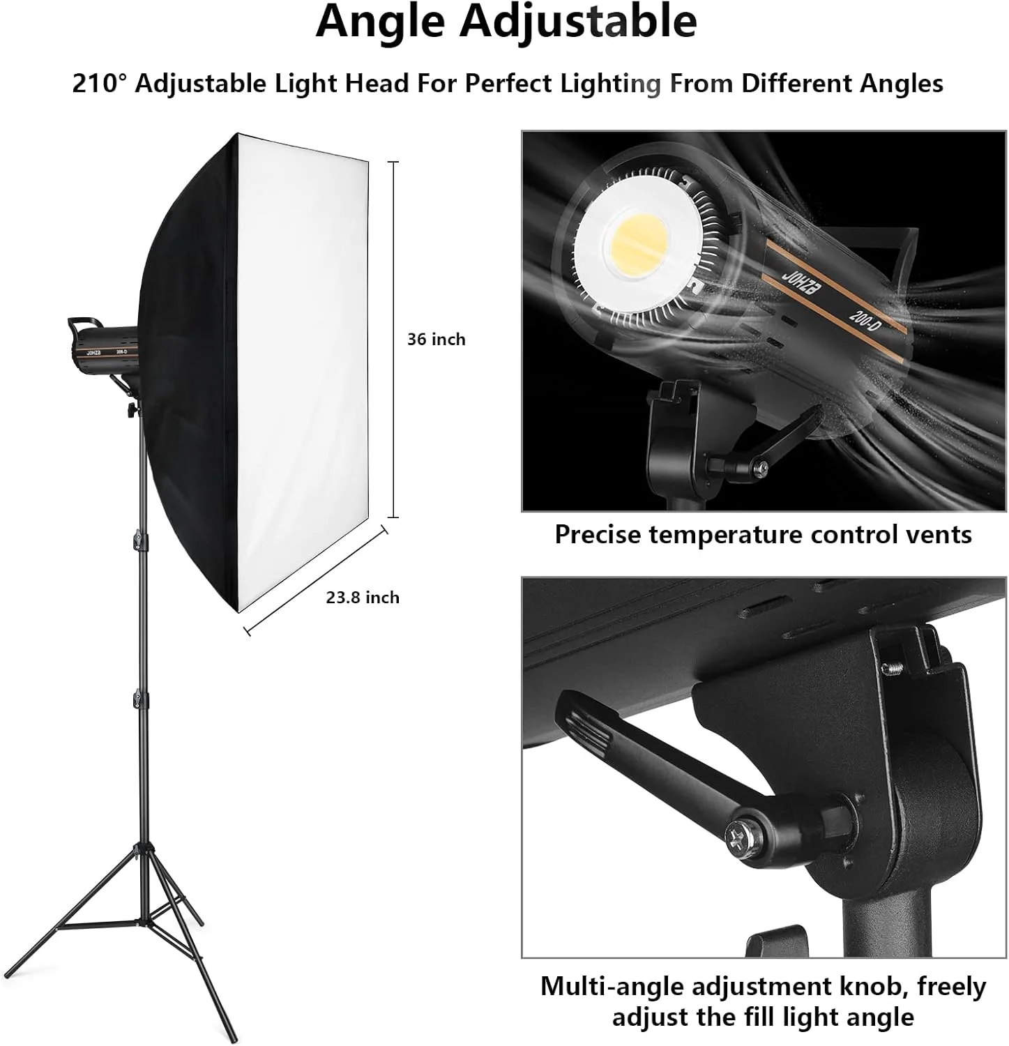 کیت نور ویدئویی 200 وات Padom، نورپردازی مداوم برای عکاسی با سافت باکس و پایه Bowens Mount، نور استودیویی با برنامه تلفن همراه برای عکاسی، ویدیوهای یوتیوب و ضبط فیلم (مجموعه 2 عددی)