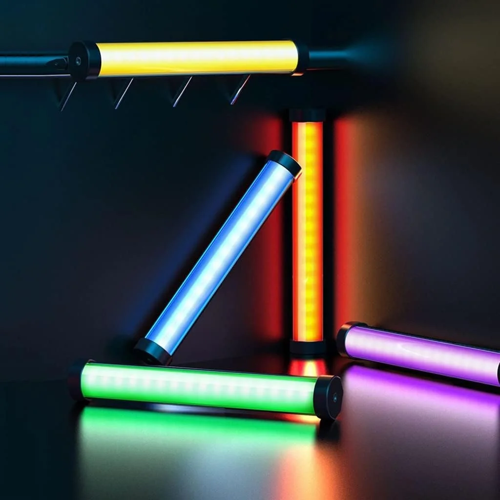 نور ویدئویی تمام رنگی RGB با کنترل برنامه، نور پرکننده LED دستی، میله نور لوله ای عکاسی، دارای آهنربای داخلی، باتری 2600mAh، برای یوتیوب، ولاگ، پخش زنده