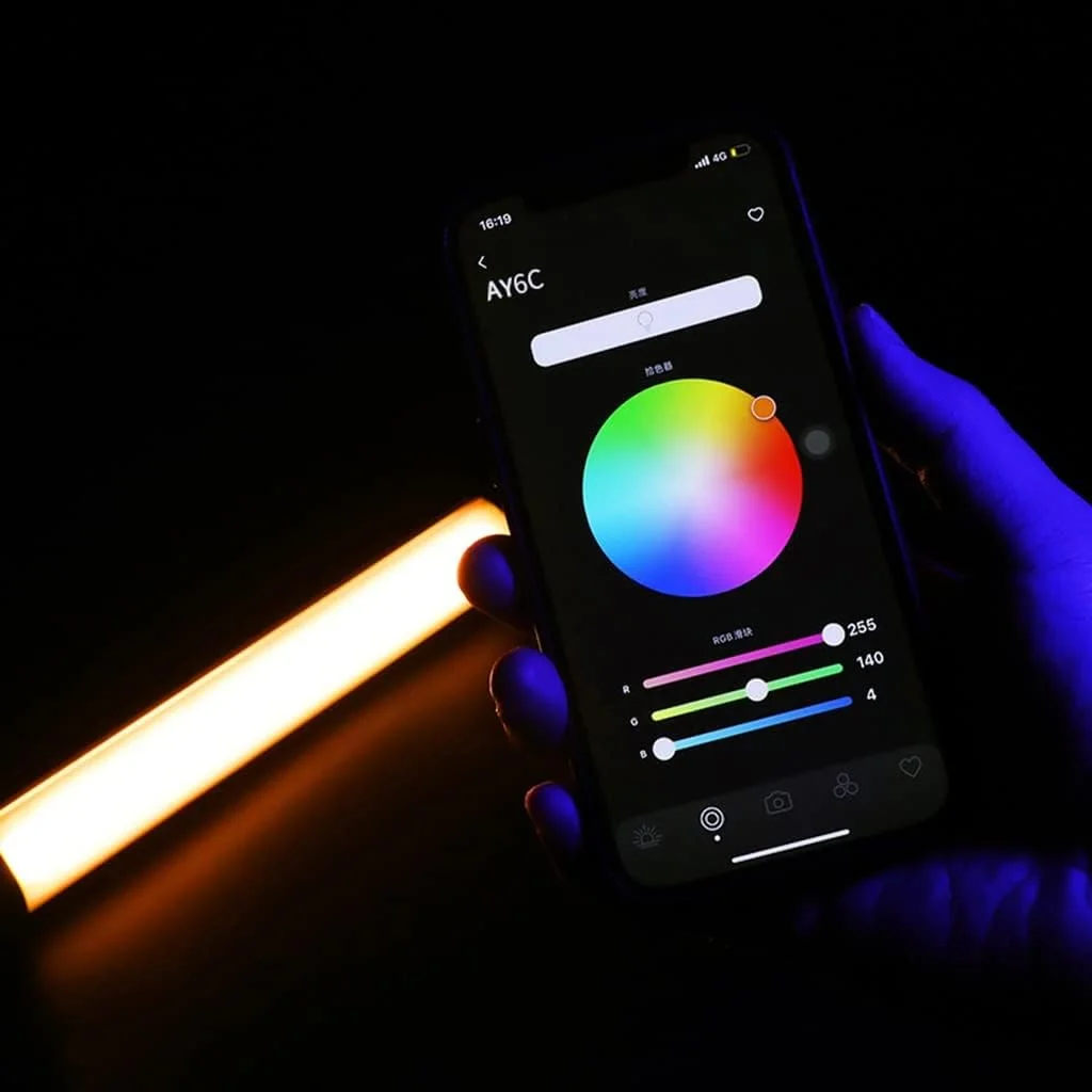 نور ویدئویی تمام رنگی RGB با کنترل برنامه، نور پرکننده LED دستی، میله نور لوله ای عکاسی، دارای آهنربای داخلی، باتری 2600mAh، برای یوتیوب، ولاگ، پخش زنده
