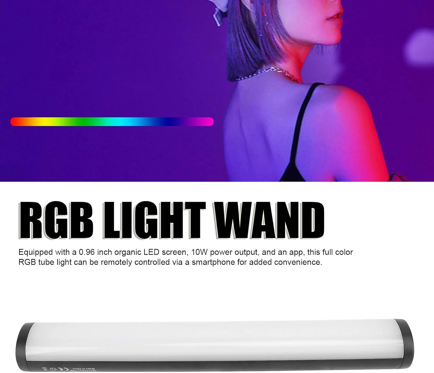 چراغ استوانه ای RGB، نور رنگی 2700K تا 6500K با سوراخ پیچ 1/4 اینچی، کنترل از طریق اپلیکیشن، چراغ LED دستی برای عکاسان و فیلمبرداران