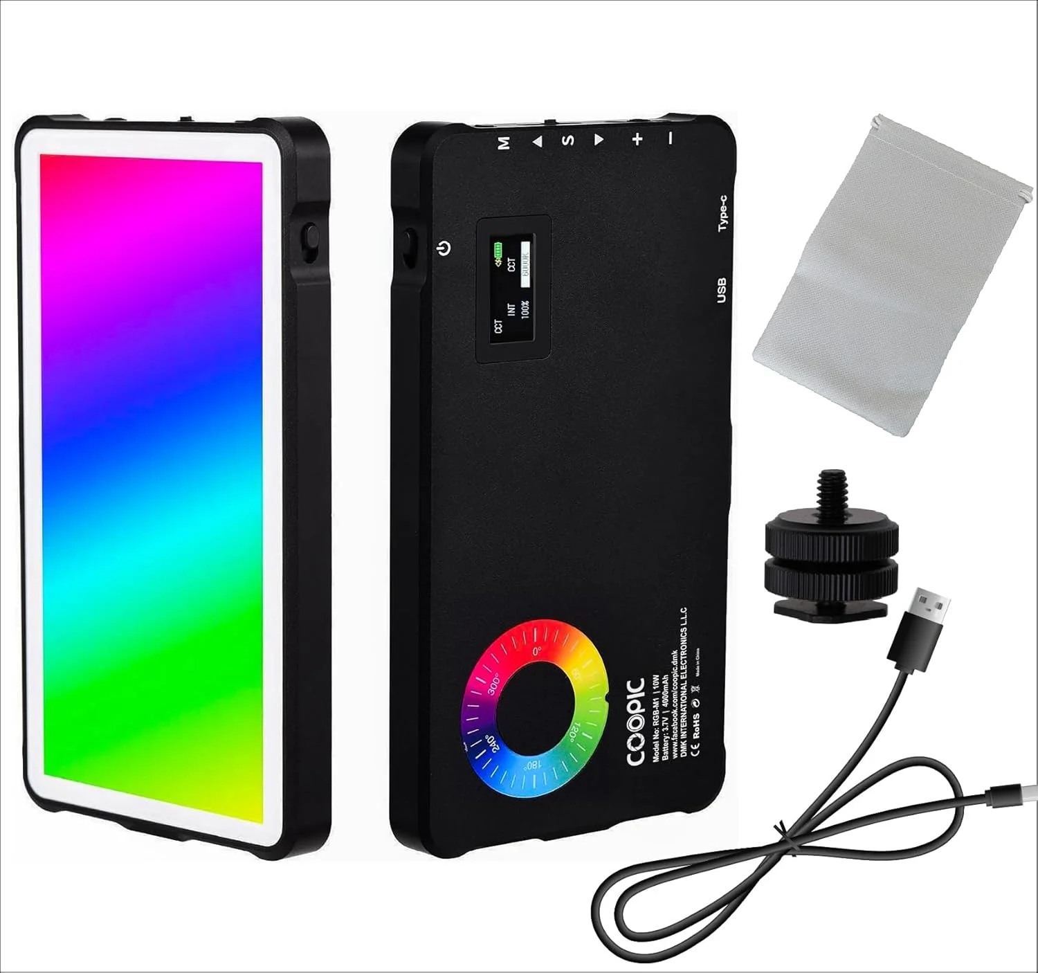 نور ویدئویی LED مدل RGB-M1 با دمای رنگی 2500K-9000K و 24 حالت جلوه ویژه، با CRI بالا (>95) مناسب برای پخش زنده، مراسم، مصاحبه، عکاسی ماکرو و هر نوع تصویربرداری خلاقانه (59-8QPZ-5QBX)