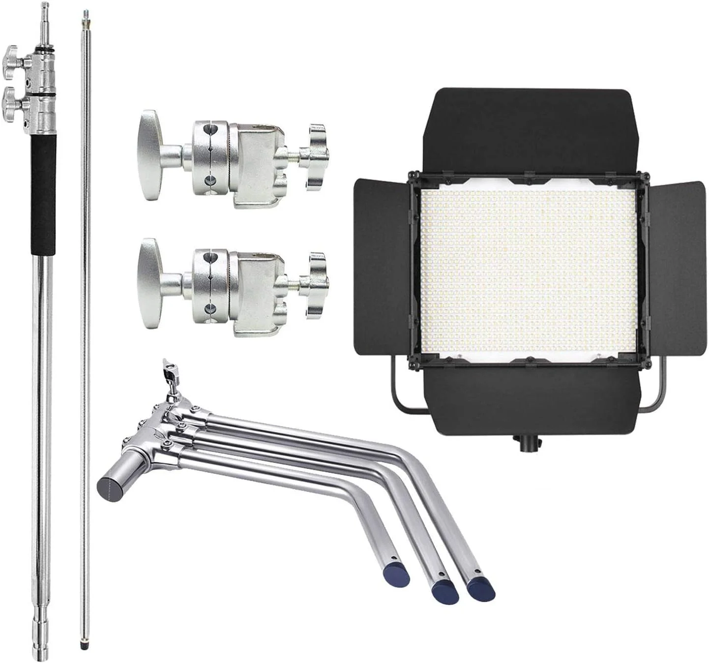 نور ویدئویی ال ای دی CP 1200B به همراه صفحه باتری V Mount، دارای 1200 ال ای دی و دسته نگهدارنده، رفلکتور نور و پایه استیل ضد زنگ C به همراه Turtle Base