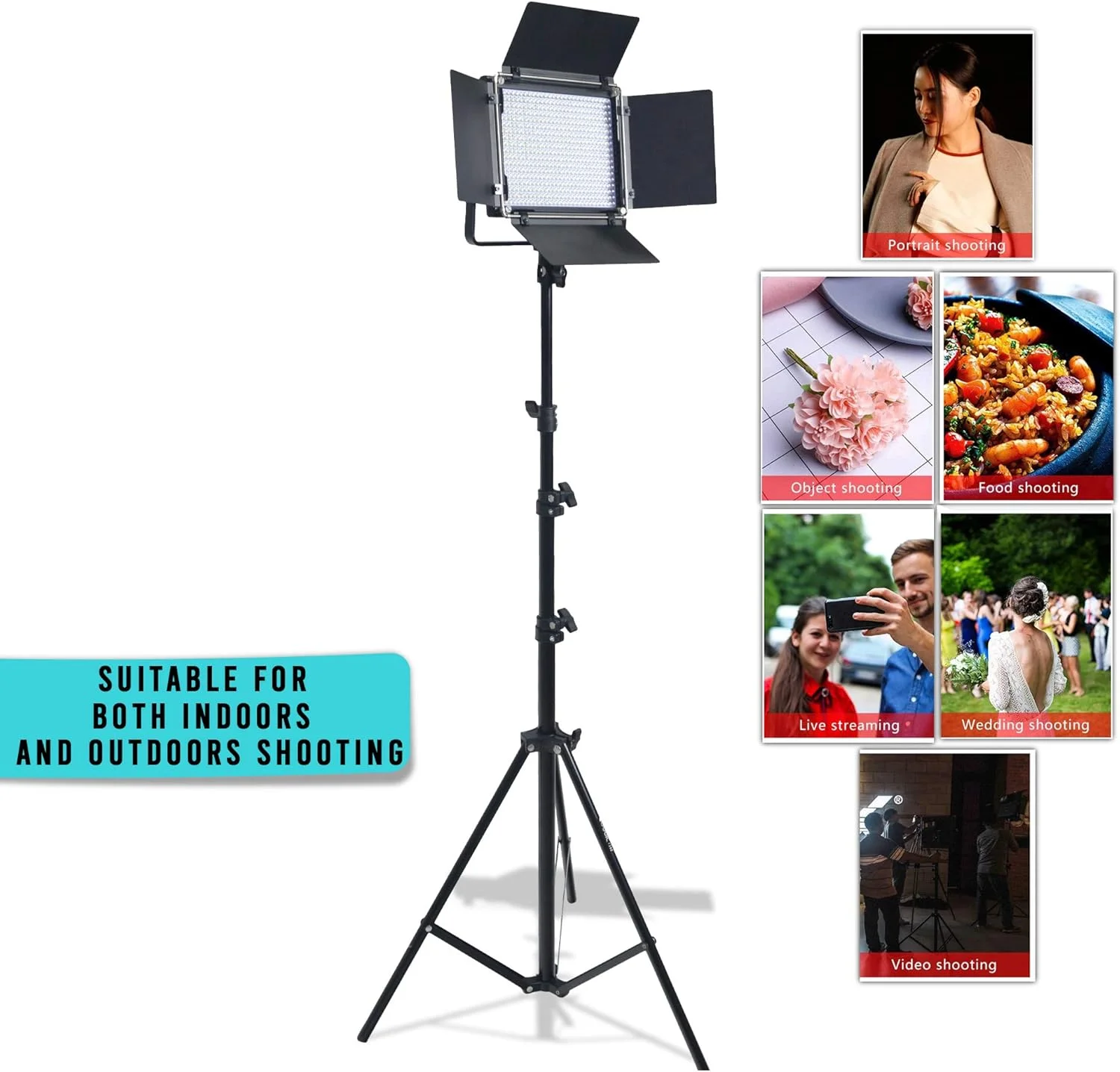 پنل نور LED دو رنگ مدل LED-540ASRC به همراه پایه نور 3200K-5600K برای مصاحبه استودیویی CRI95 لومن 3400 LUX - بدنه فلزی نورپردازی عکاسی و فیلمبرداری در فضای باز