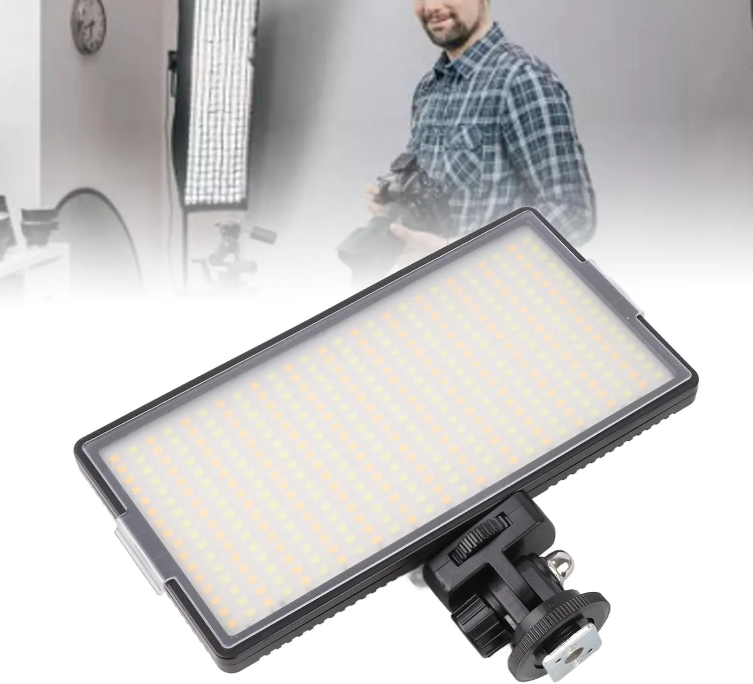 نور ویدئویی LED Cryfokt، چراغ دوربین LED 30 واتی 416 عددی، لامپ پرکننده نورپردازی عکاسی با قابلیت تنظیم چند زاویه، پنل نور ویدئویی LED روی دوربین برای پخش زنده، عکس، ویدئو کنفرانس