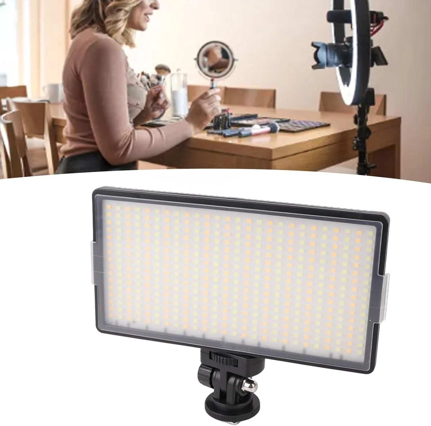 نور ویدئویی LED Cryfokt، چراغ دوربین LED 30 واتی 416 عددی، لامپ پرکننده نورپردازی عکاسی با قابلیت تنظیم چند زاویه، پنل نور ویدئویی LED روی دوربین برای پخش زنده، عکس، ویدئو کنفرانس