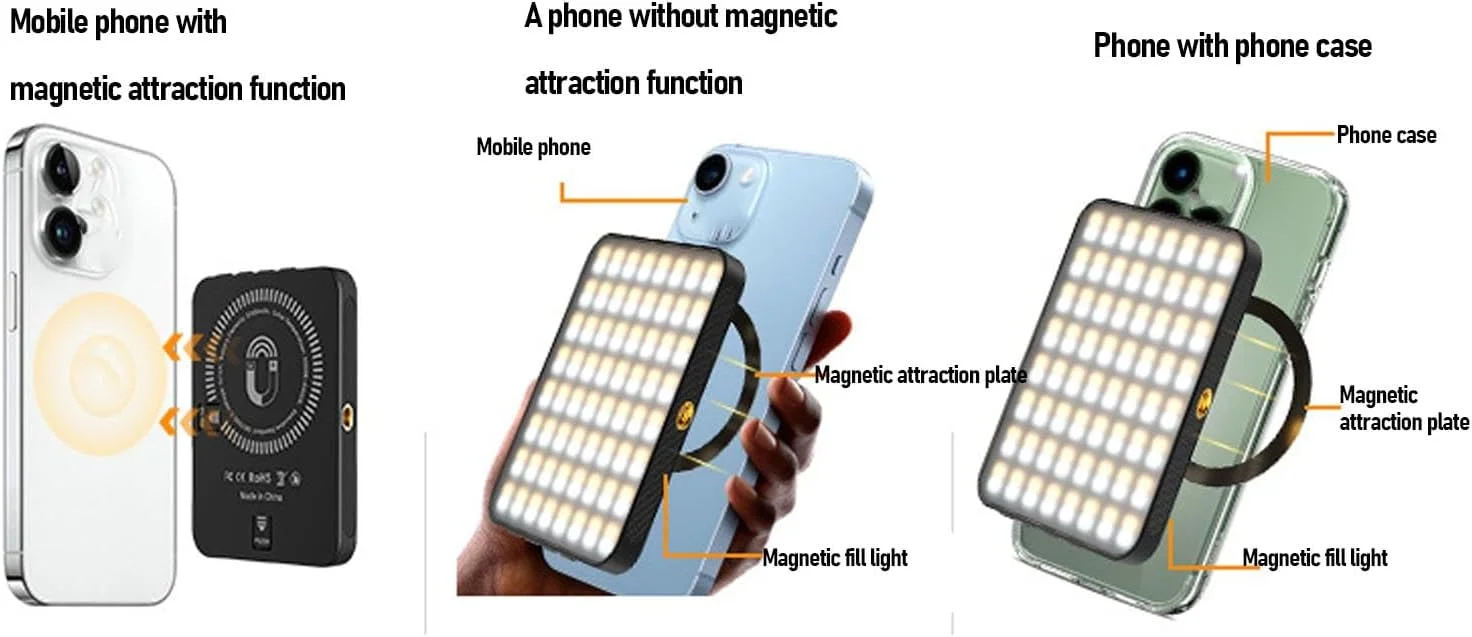 نور پرکننده دوربین LED مدل Cryfokt RGB با طراحی مغناطیسی برای ضبط پایدار و انعطاف پذیری چرخش 360 درجه برای پخش زنده و جلسات