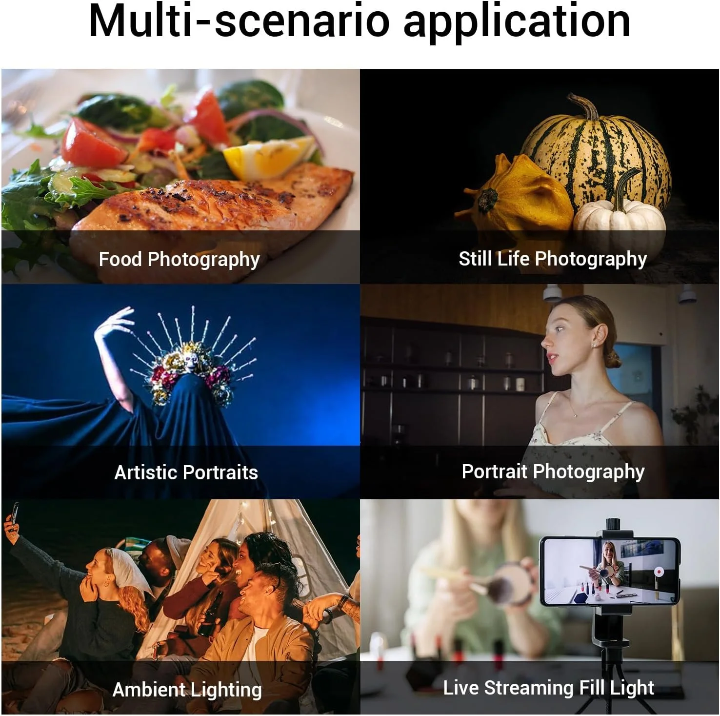 نور ویدئویی RGB قابل حمل Cryfokt برای عکاسی، LED تمام رنگی با دمای رنگی 3000 تا 6500 کلوین، باتری قابل شارژ برای ساخت ویدیوهای کوتاه ABS/سفید (سفید)