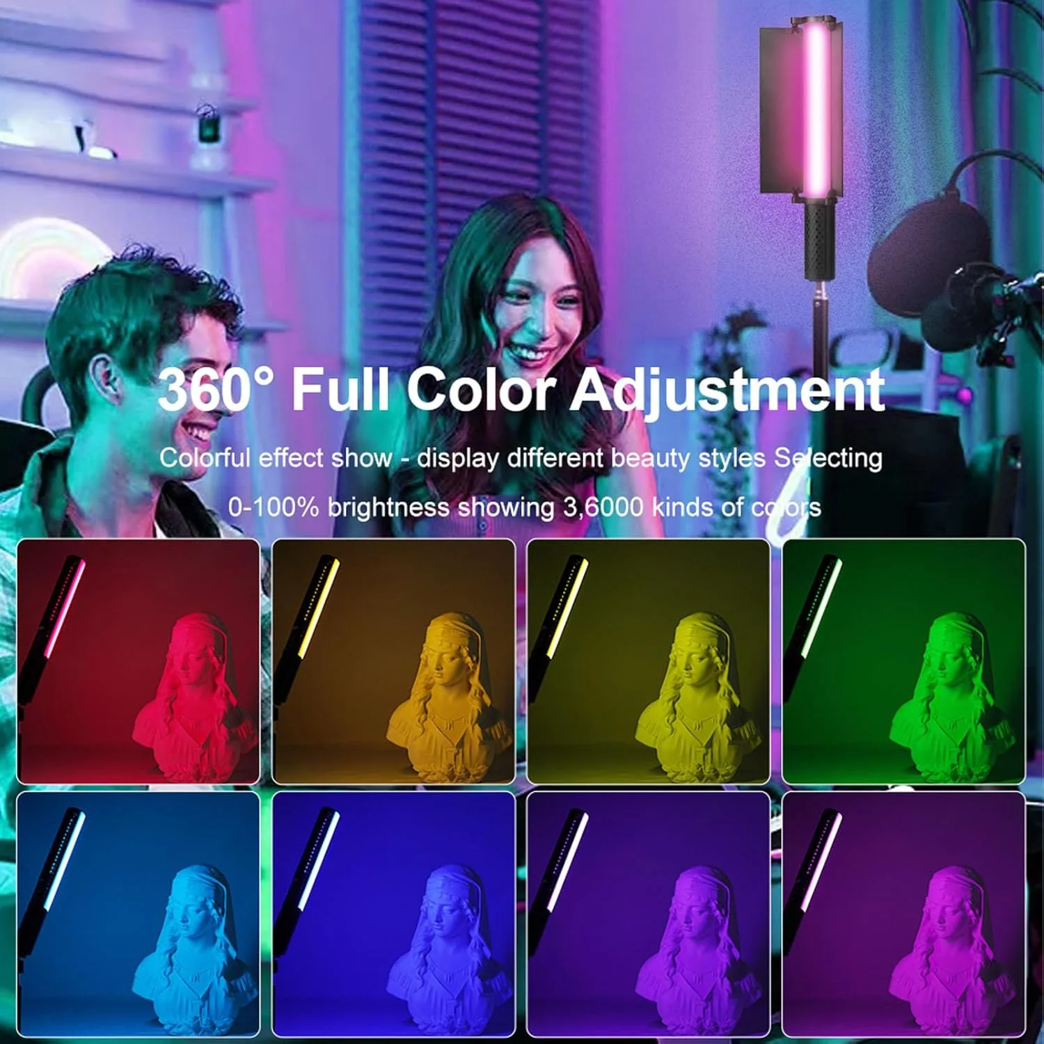 چراغ ال ای دی RGB حرفه ای 20 واتی Cryfokt با تنظیم 36000 رنگ و باتری بادوام، برای تولید تصاویر و فیلم ها