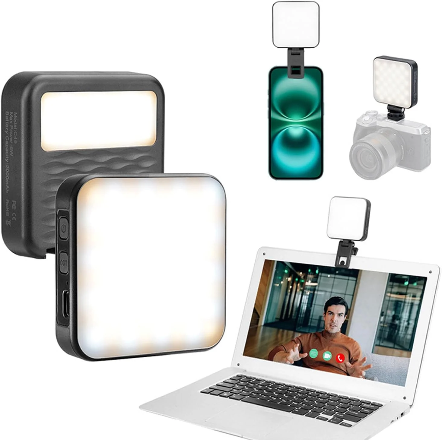 نور ویدئویی LED دو رنگ Denash، نور پرکننده قابل تنظیم 2500K-6500K با CRI≥95 به همراه مانت کفشک سرد برای دوربین/پخش زنده