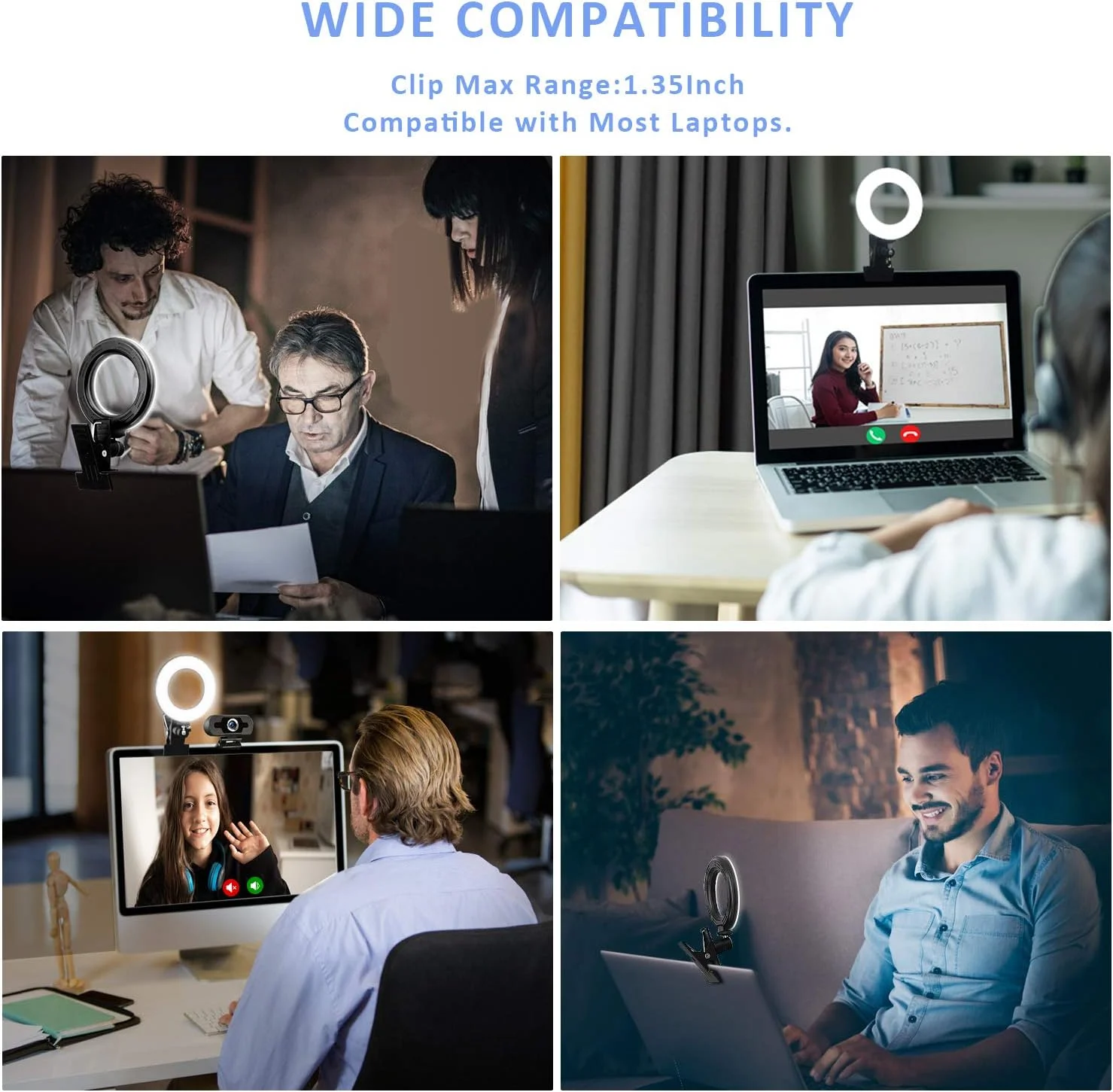 کیت نورپردازی کنفرانس ویدیویی، نور گیره ای برای مانیتور، مناسب برای کار از راه دور، آموزش از راه دور، تماس های زوم، پخش زنده و کنفرانس ویدیویی لپ تاپ کامپیوتر