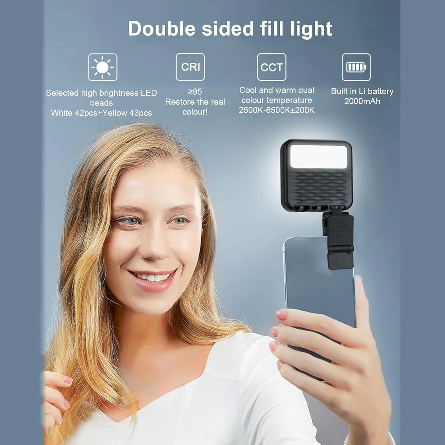 نور ویدئویی LED دو رنگ Denash، نور پرکننده قابل تنظیم 2500K-6500K با CRI≥95 به همراه مانت کفشک سرد برای دوربین/پخش زنده