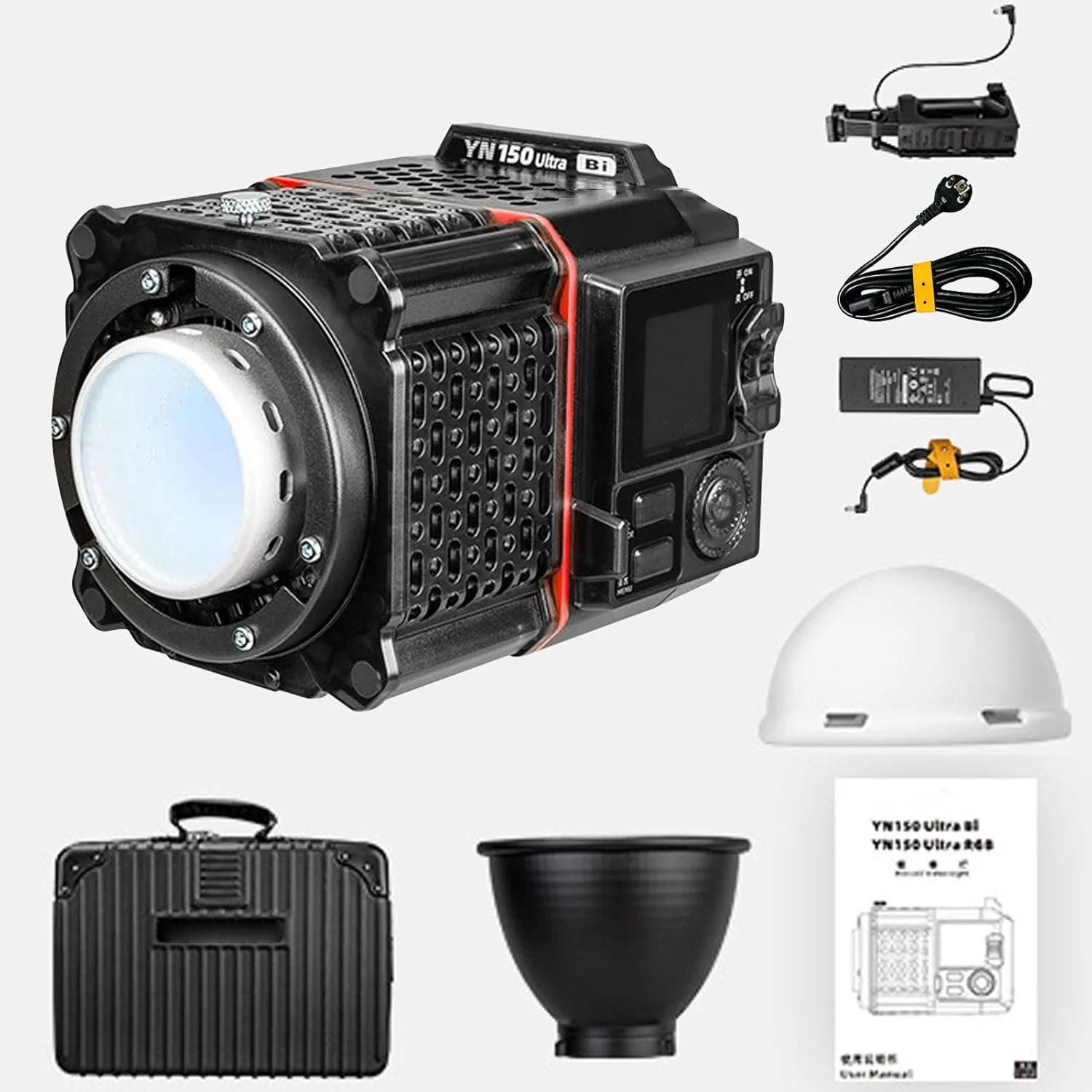 نور ویدئویی ال ای دی 150 واتی، 2000K-10000K قابل حمل دو رنگ مینی COB استودیویی با خروجی مداوم، کنترل برنامه، شارژ USB C برای فیلمبرداری، پخش زنده، عکاسی (دوشاخه UK)