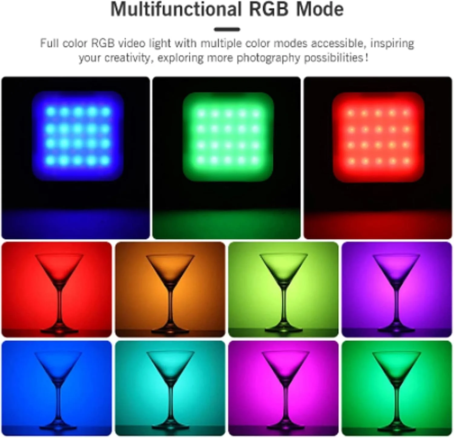 نور ویدئویی LED، 2500-9000K 2000Mah RGB قابل شارژ با رنگ کامل 360 درجه و 3 پایه کفشک سرد برای ولاگ