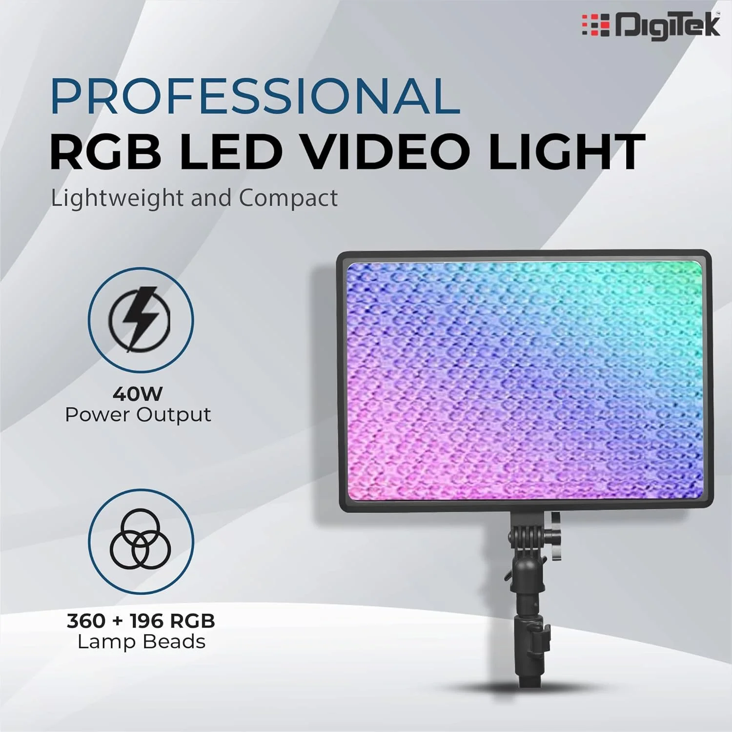 نور ویدئویی LED حرفه ای Digitek با جلوه های دو رنگ و RGB و ریموت کنترل D556 RGB