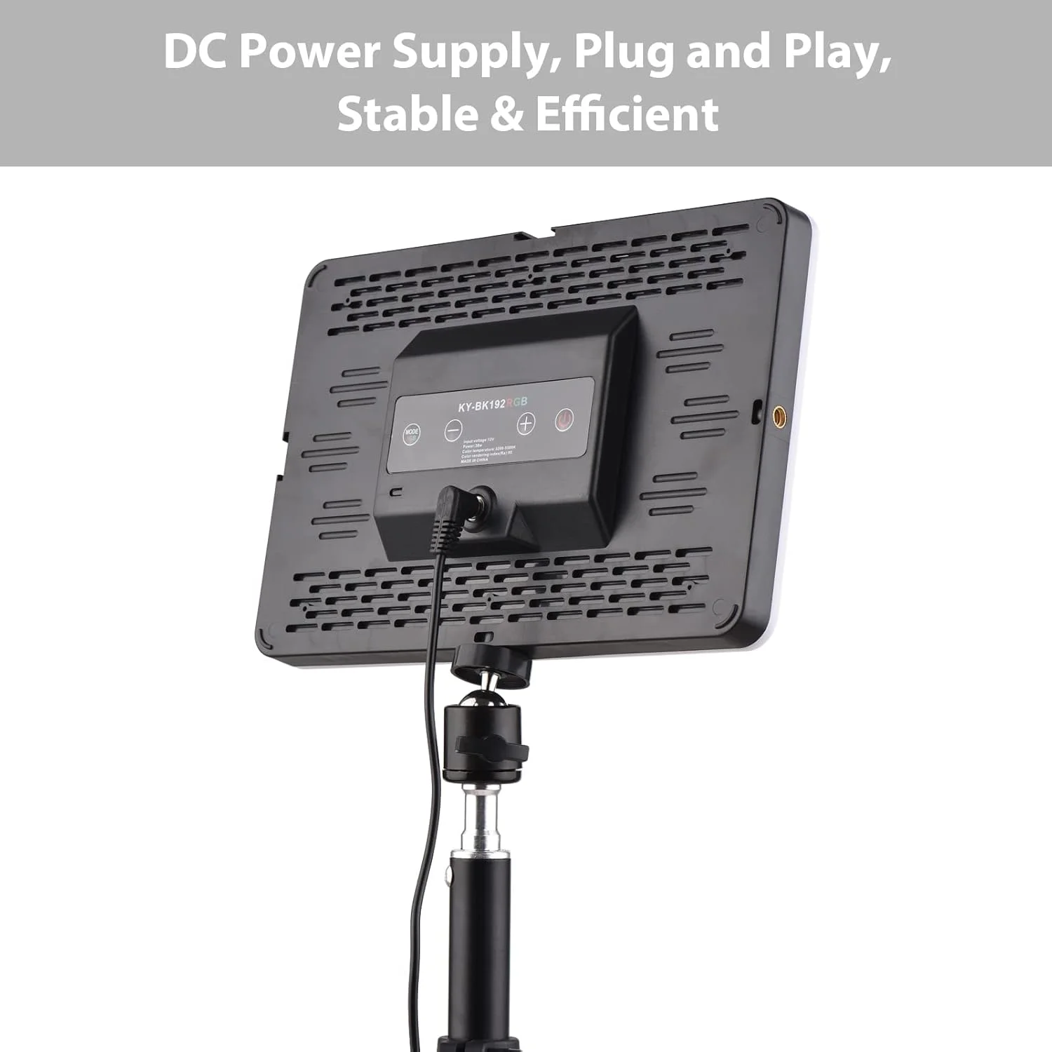 نور ویدئویی RGB 38 واتی با پایه گیره C، دمای دو رنگ 3200-5500K، روشنایی قابل تنظیم، CRI 95، سر توپی، کنترل از راه دور برای بازی، ضبط ویدئو، کنفرانس ویدئویی، پخش زنده