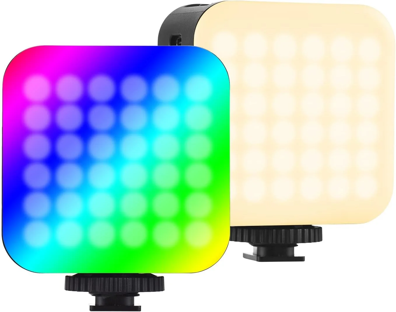 نور پرکننده LED دو طرفه D02 جیبی RGB ویدیو 2500K 9000K با قابلیت تنظیم نور و 24 جلوه نوری، دارای باتری داخلی برای ولاگ، سلفی، پخش زنده، کنفرانس، عکاسی پرتره و محصول