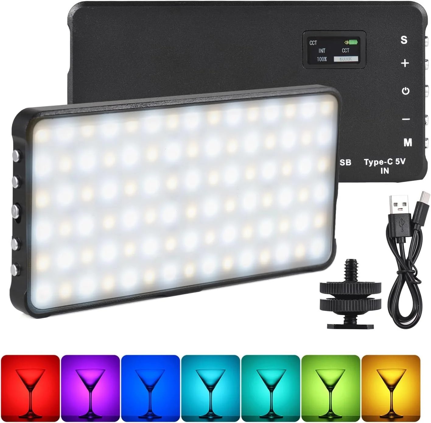 پنل نور پرکننده RGB جیبی LED ویدئویی 2800K 6800K با قابلیت تنظیم نور، 17 حالت صحنه، باتری داخلی، آداپتور کفشک سرد برای تولید ولاگ، پخش زنده، کنفرانس، نورپردازی عکاسی محصول