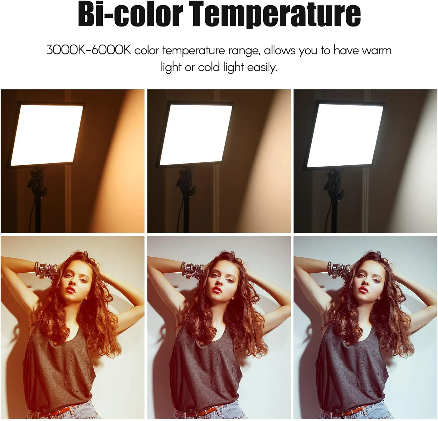 پنل نور ویدئویی ال ای دی مربعی 17 اینچی 90 واتی با 272 مهره، 3000K 6000K با قابلیت تنظیم نور، آداپتور برق و کنترل از راه دور برای عکاسی استودیویی، ولاگ، پخش زنده، عکاسی پرتره