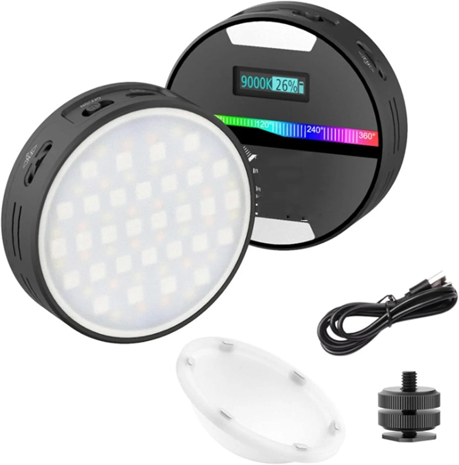 نور ویدئویی ال ای دی RGB با نمایشگر OLED، نورپردازی برای عکاسی، دارای باتری لیتیومی داخلی با ظرفیت بالا، نور تکمیلی برای عکاسی از محصول، پرتره و فیلم