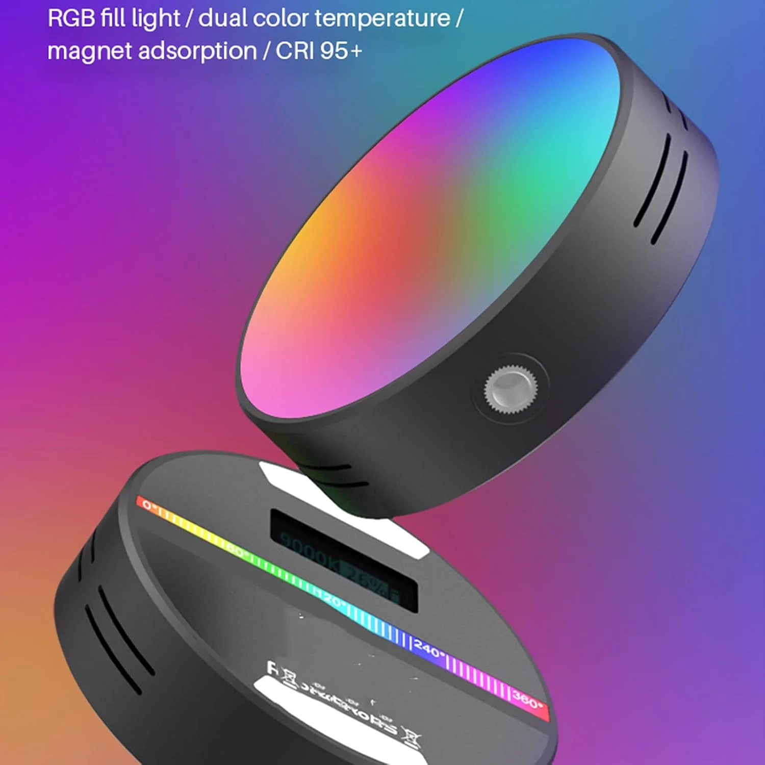 نور ویدئویی ال ای دی RGB با نمایشگر OLED، نورپردازی برای عکاسی، دارای باتری لیتیومی داخلی با ظرفیت بالا، نور تکمیلی برای عکاسی از محصول، پرتره و فیلم