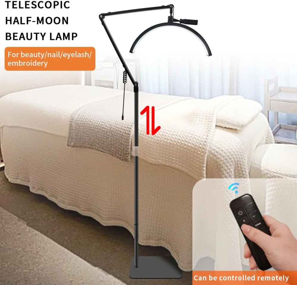 نور ویدئویی LED مدل HD M50X 36W با پایه فلزی تلسکوپی، گیره نگهدارنده گوشی و کنترل از راه دور، مناسب برای آرایشگاه، میکاپ، پخش زنده و مطالعه کنار تخت