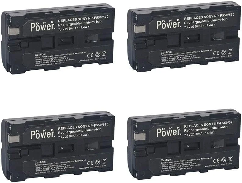 بسته چهارتایی باتری DMK مدل NP-F550 NP-F570 با ظرفیت 2350mAh، مخصوص نور LED و مانیتور (غیر قابل استفاده برای دوربین)