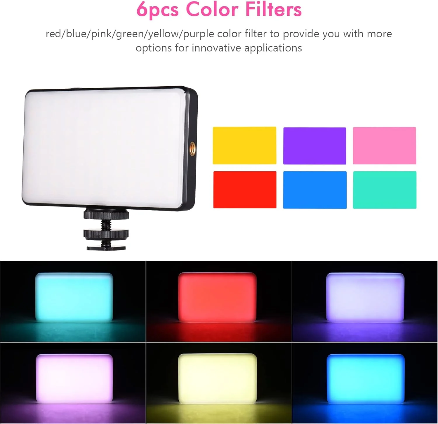 چراغ عکاسی Domary، نور ویدئویی LED جیبی ST120 قابل شارژ با نور پرکننده دمای دو رنگ 2500K-9000K با قابلیت تنظیم نور CRI95+ به همراه پخش کننده سیلیکونی و 6 عدد فیلتر رنگی برای عکاسی از محصولات و ولاگ