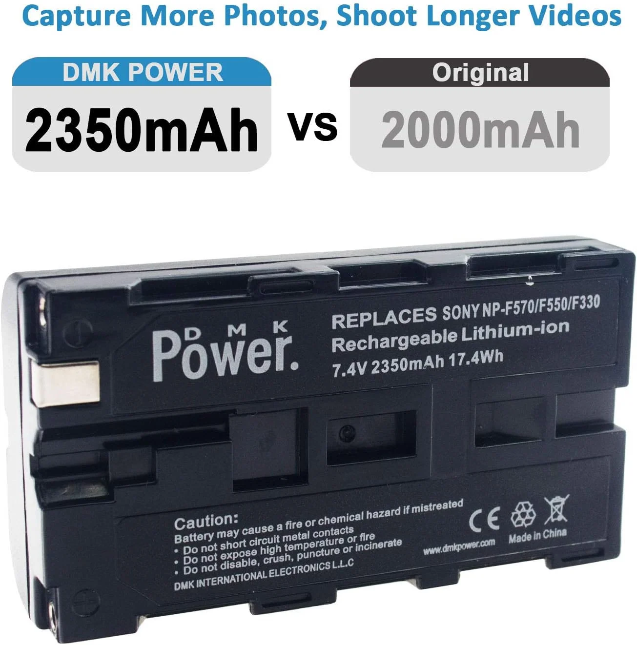 بسته چهارتایی باتری DMK مدل NP-F550 NP-F570 با ظرفیت 2350mAh، مخصوص نور LED و مانیتور (غیر قابل استفاده برای دوربین)