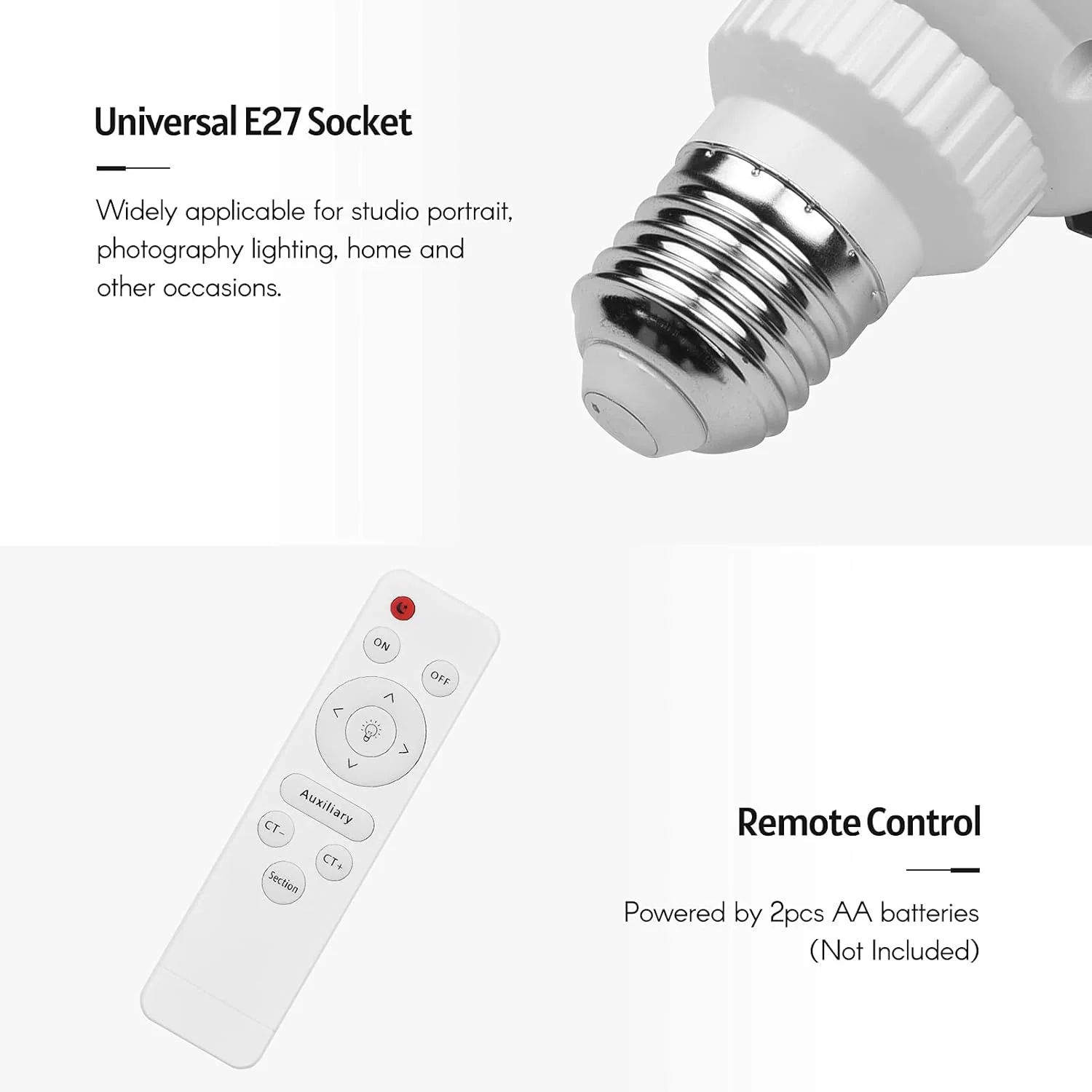 لامپ عکاسی Domary، لامپ LED ویدئویی 45 وات E27 دو رنگ 3000K-6000K با کنترل از راه دور ولتاژ گسترده AC110~235V برای عکاسی پرتره استودیویی نورپردازی منزل