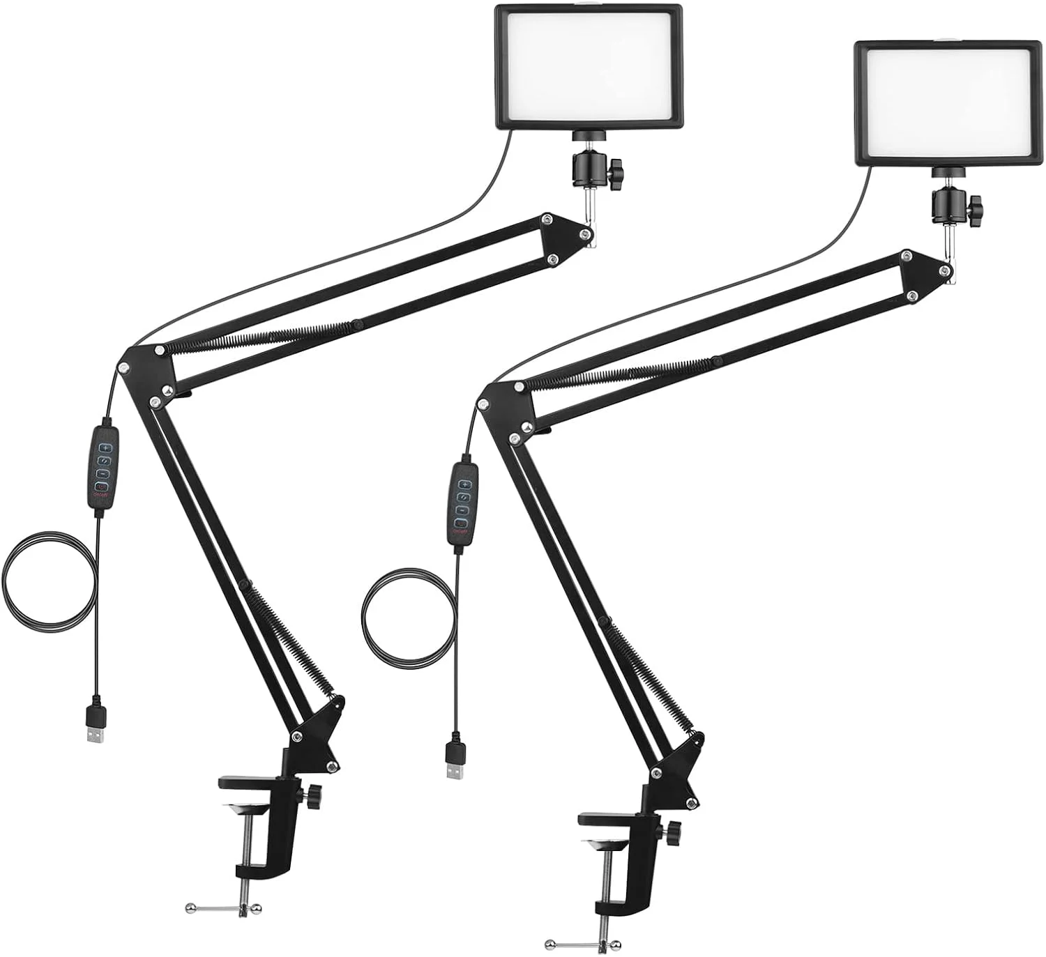 کیت نورپردازی عکاسی SIXRUN با قابلیت تنظیم نور، کیت نورپردازی کنفرانس ویدیویی USB با پایه سه پایه قابل تنظیم، فیلترهای رنگی برای عکس و فیلم رومیزی، چراغ LED رومیزی، پخش زنده (2 ست)