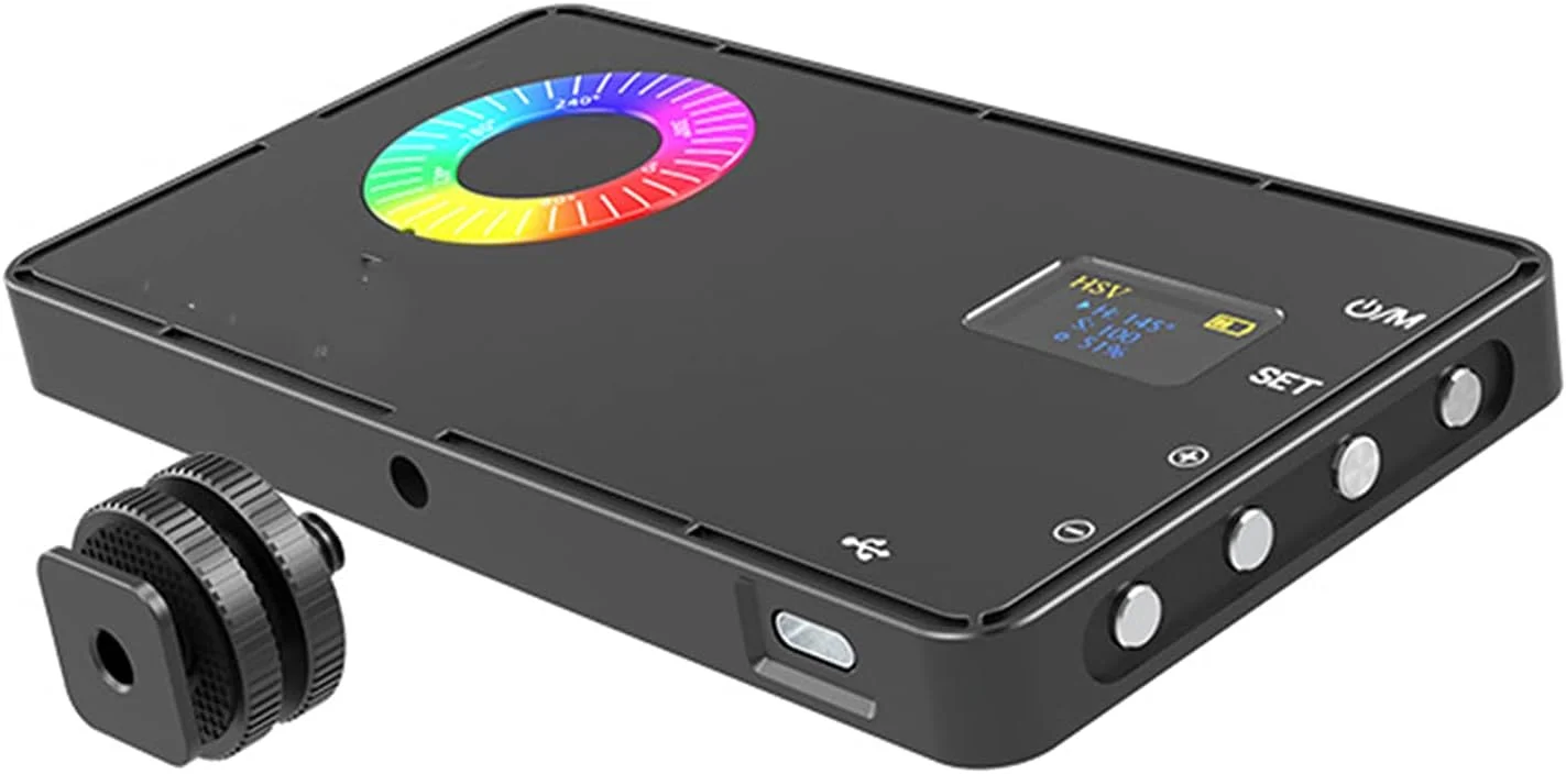 نور ویدئویی LED RGB، نور پرکننده، نور عکاسی دو رنگ سرد و گرم قابل تنظیم با پورت شارژ USB-C برای عکاسی از محصول، پرتره و فیلم