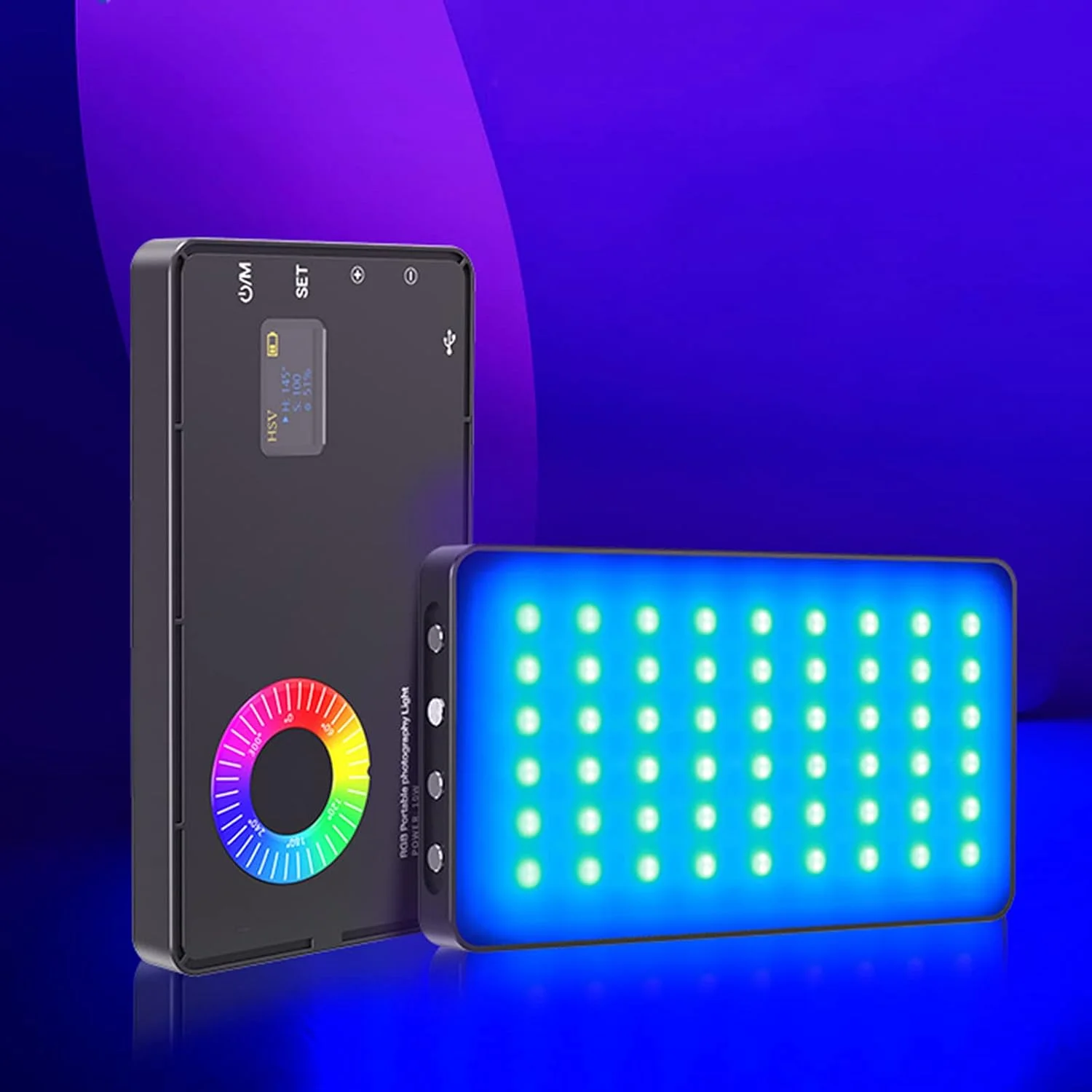 نور ویدئویی LED RGB، نور پرکننده، نور عکاسی دو رنگ سرد و گرم قابل تنظیم با پورت شارژ USB-C برای عکاسی از محصول، پرتره و فیلم