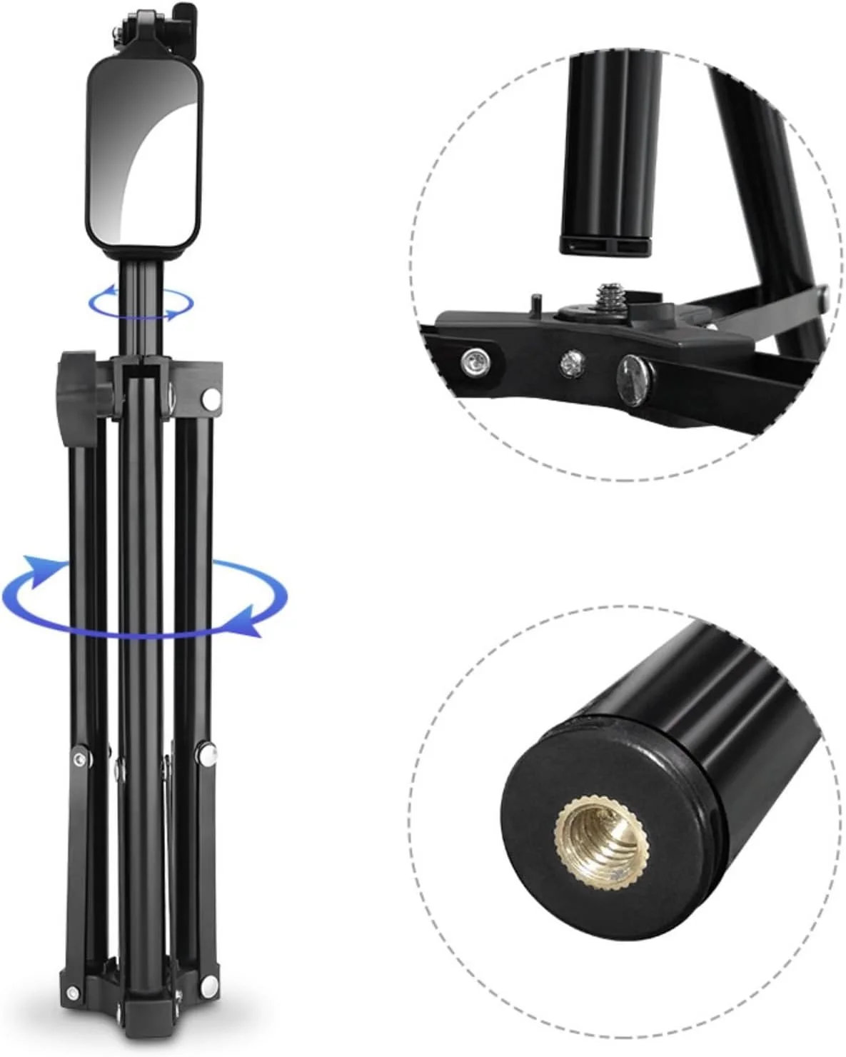 نورپردازی 360 درجه SIXRUN با زوایای مختلف، 3 حالت نورپردازی، 10 سطح روشنایی، نور ویدیو برای آرایش، نور تکمیلی برای عکاسی، تغذیه از طریق USB، کاربرد چند منظوره، طراحی قابل حمل، به همراه نگهدارنده تلفن (26 سانتی متر)