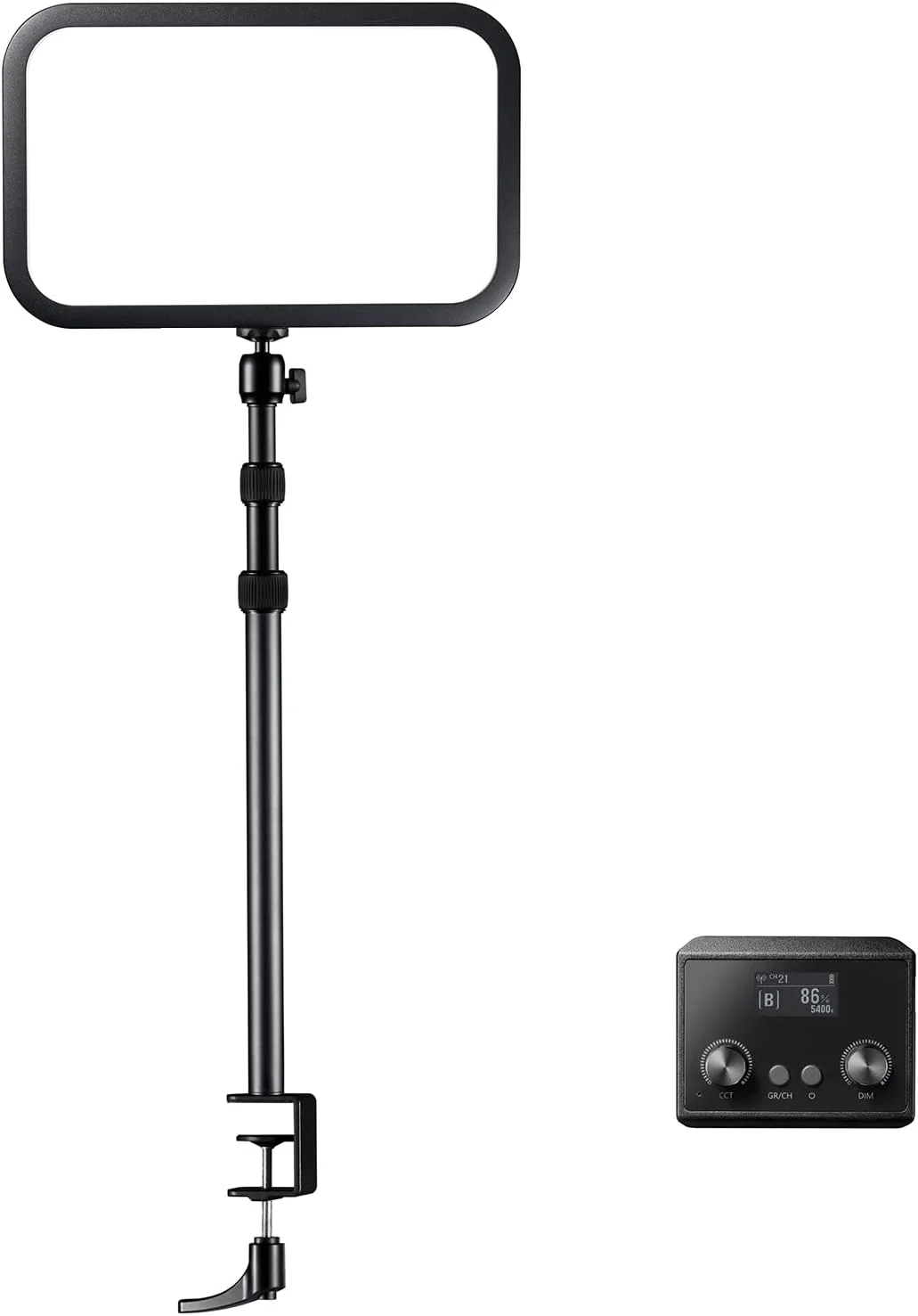 نور اصلی گودکس ES45، چراغ ویدئویی LED با پایه رومیزی قابل افزایش، تنظیم روشنایی 0-100٪ و دمای رنگ 2800-6500k، کنترل از طریق برنامه/کنترل از راه دور، پنل نور ملایم برای استریم، تماس های زوم، یوتیوب