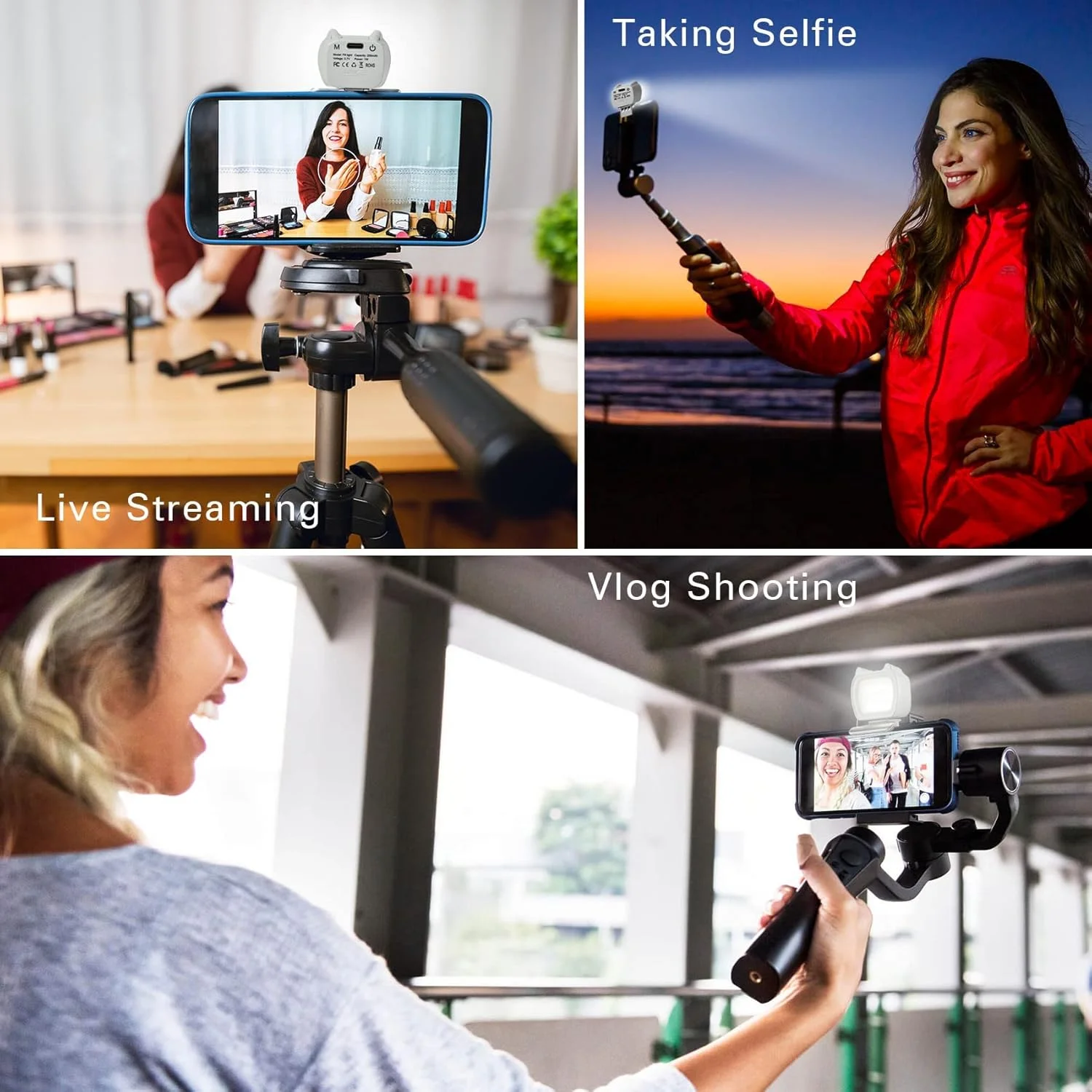 نور پر کننده Excefore OM مناسب برای DJI OSMO Mobile 6/OM 5/OM 4/OM SE/Insta360 Flow با سه حالت نور و روشنایی قابل تنظیم، چراغ LED مغناطیسی کوچک قابل حمل برای Insta360 Flow، ضبط ویدیو