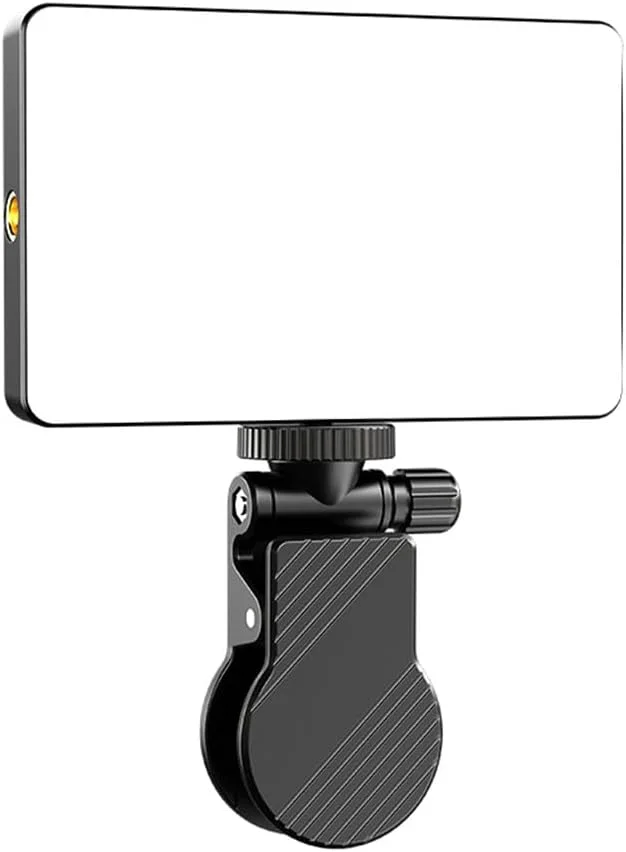 نور ویدئویی LED جیبی Fawoonu برای کنفرانس ویدئویی، مناسب کامپیوتر، تبلت، موبایل، دوربین DSLR، نور پرکننده LED با قابلیت تنظیم دمای 3000K-9900K، باتری داخلی با گیره و آداپتور کفشک سرد