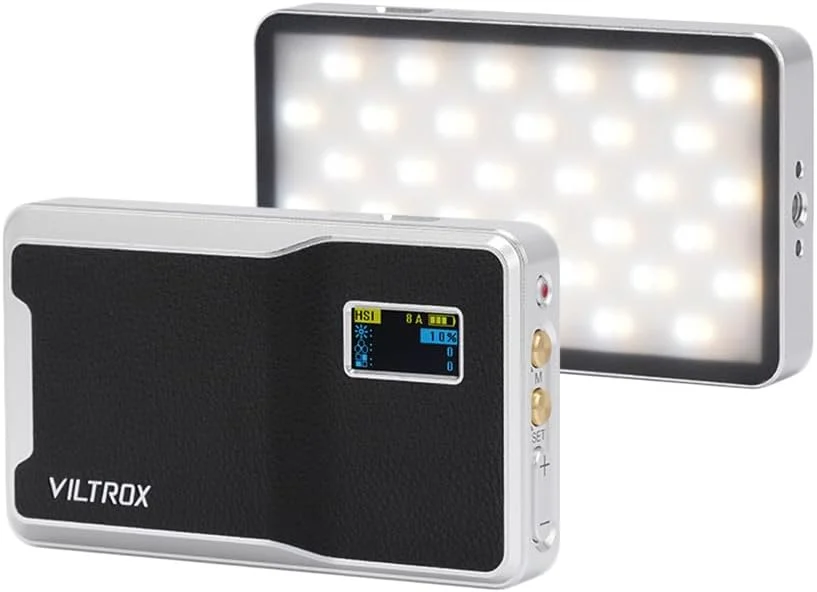 چراغ عکاسی فول کالر LED مدل Fawoonu 08X 8W RGB، چراغ کوچک مناسب ولاگ با دمای رنگی قابل تنظیم 2500K-8500K به همراه صفحه نمایش LCD، دارای 108 لامپ LED و 26 جلوه نوری FX، باتری داخلی برای پخش زنده و استفاده خانگی