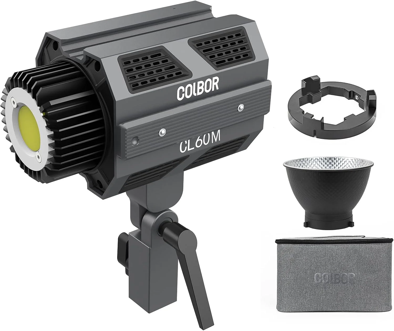 نور ویدئویی LED استودیویی جمع و جور Fawoonu CL60M 65W نور پرکننده عکاسی 5600K با قابلیت تنظیم نور CRI97+ 7 حالت جلوه نور کنترل از راه دور APP صفحه نمایش LCD بزرگ 2 اینچی با بازتابنده پایه Bowens و کیف حمل