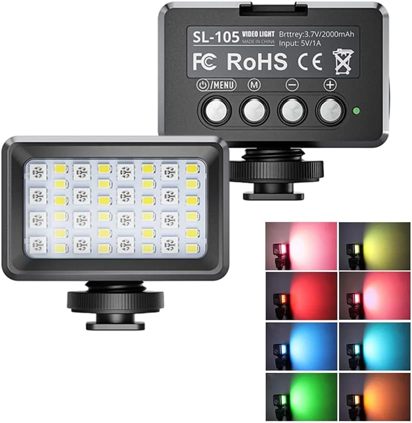 چراغ غواصی ضدآب Fawoonu RGB با نور پرکننده 2700K-9000K مینی LED برای فیلمبرداری و عکاسی زیر آب تا عمق 40 متر با باتری داخلی