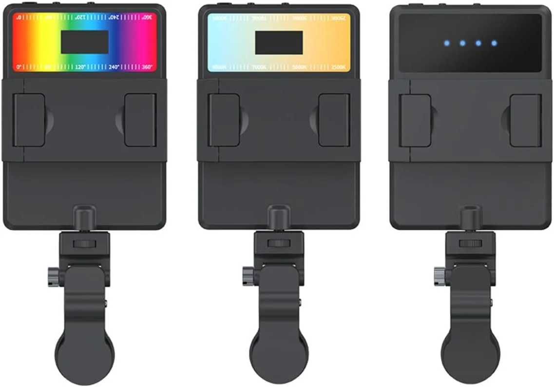 نور سلفی با گیره تلفن جلو و عقب، 3 حالت نور قابل تنظیم برای تلفن، آیفون، اندروید، آیپد، لپ تاپ، برای آرایش، سلفی، ولاگ، کنفرانس ویدیویی (مجهز به صفحه نمایش)