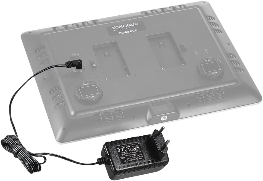 آداپتور برق استاندارد 12 ولت 2 آمپر Fawoonu با دوشاخه EU و ولتاژ گسترده برای چراغ ویدئویی LED مدل های YN300III YN216 YN1410 YN300Air YN160III YN168 YN360